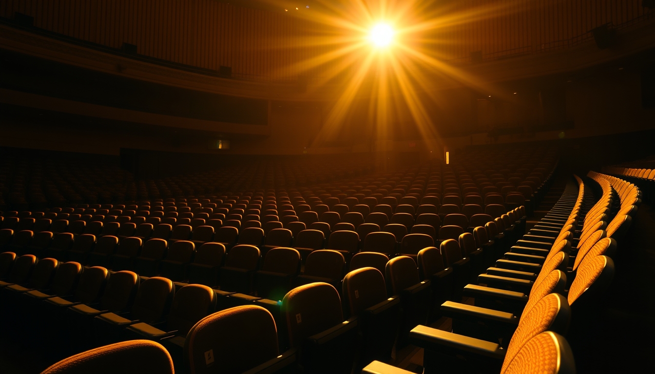 concert hall empty seats in editorial style