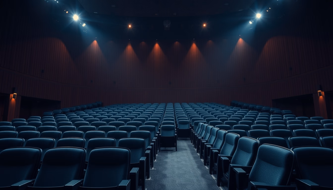 concert hall empty seats in editorial style