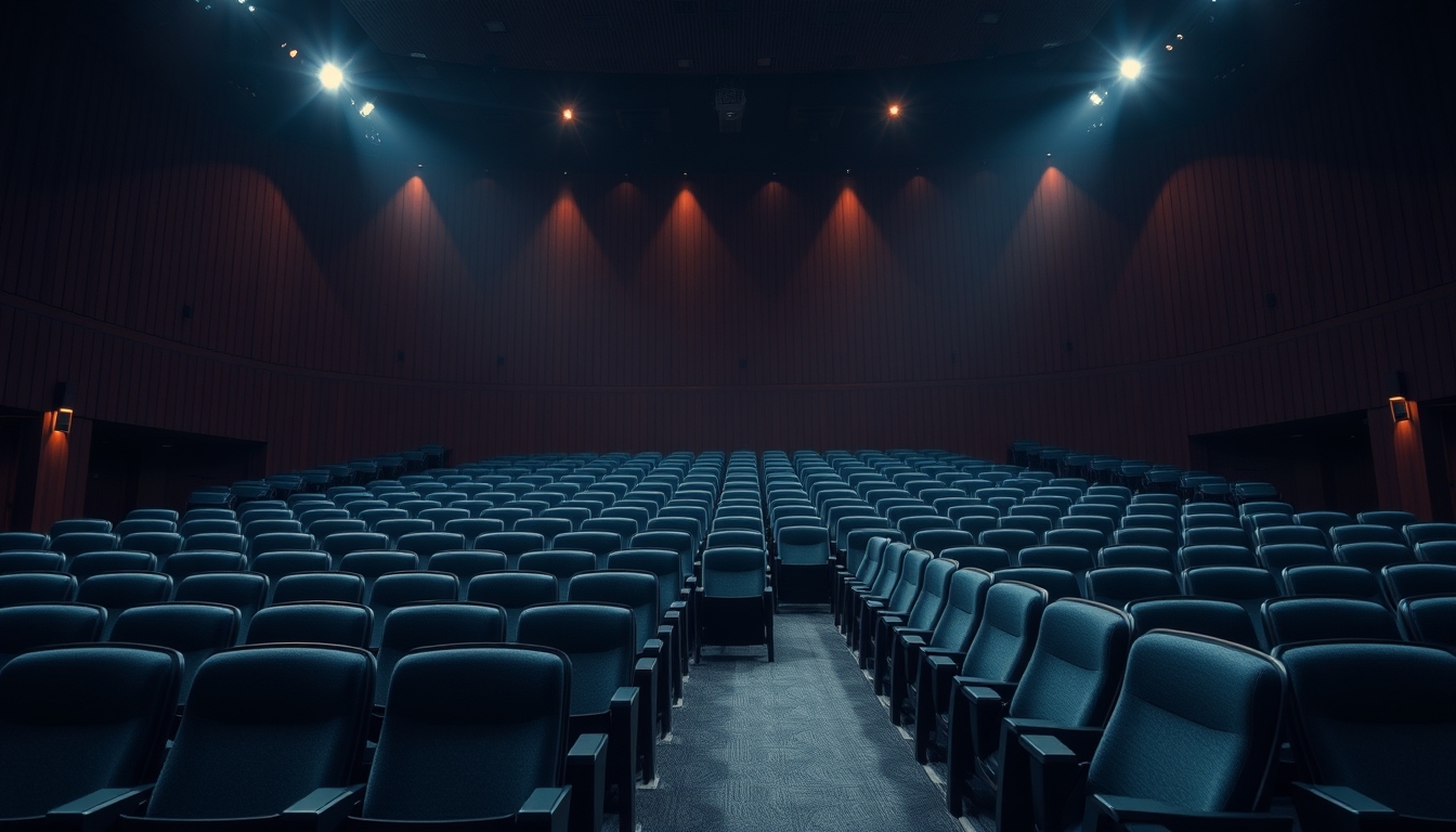 concert hall empty seats in editorial style