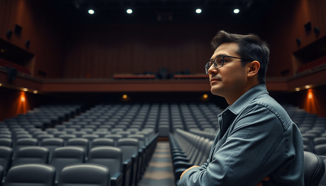 concert hall empty seats in editorial style