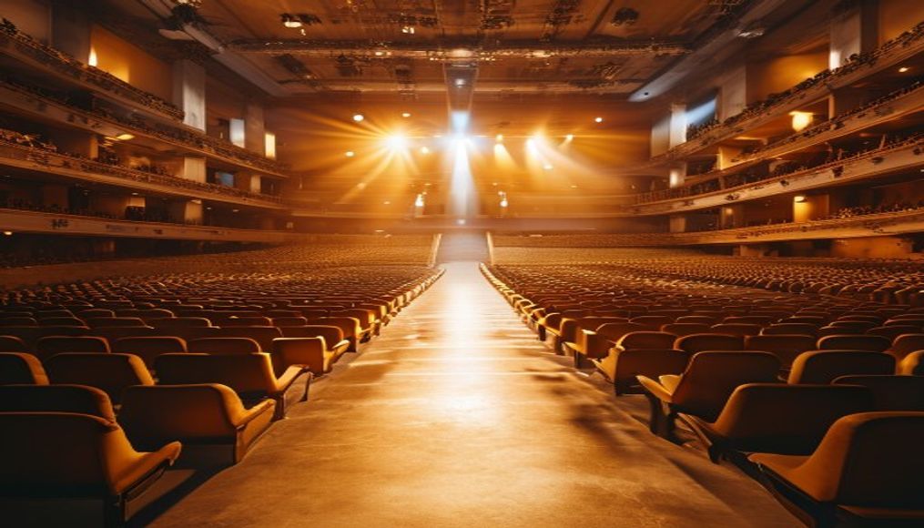 concert hall empty seats in editorial style