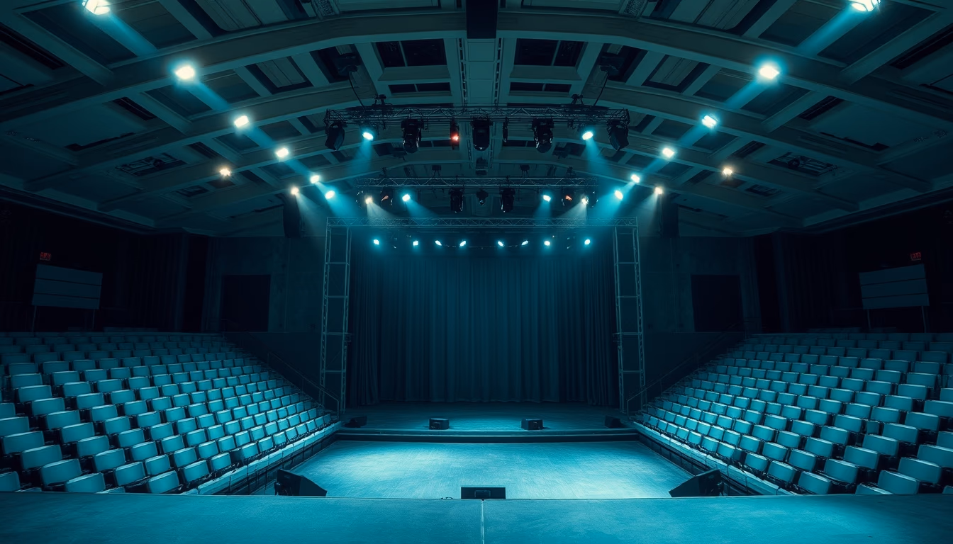 concert stage empty with lights in editorial style
