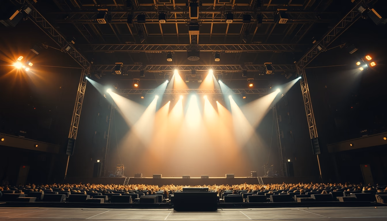 concert stage empty with lights in editorial style