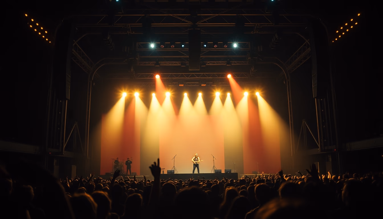 concert stage empty with lights in editorial style
