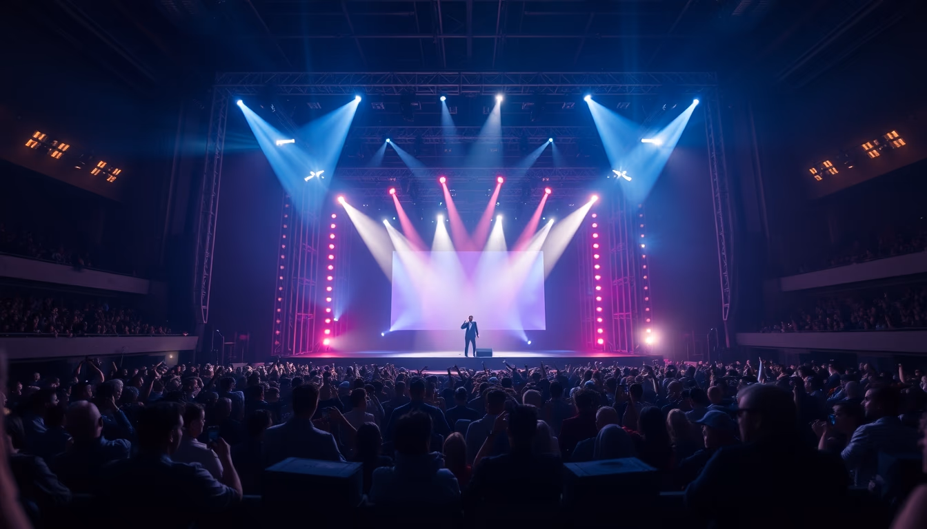 concert stage empty with lights in editorial style