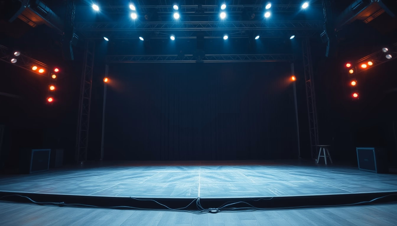 concert stage empty with lights in editorial style