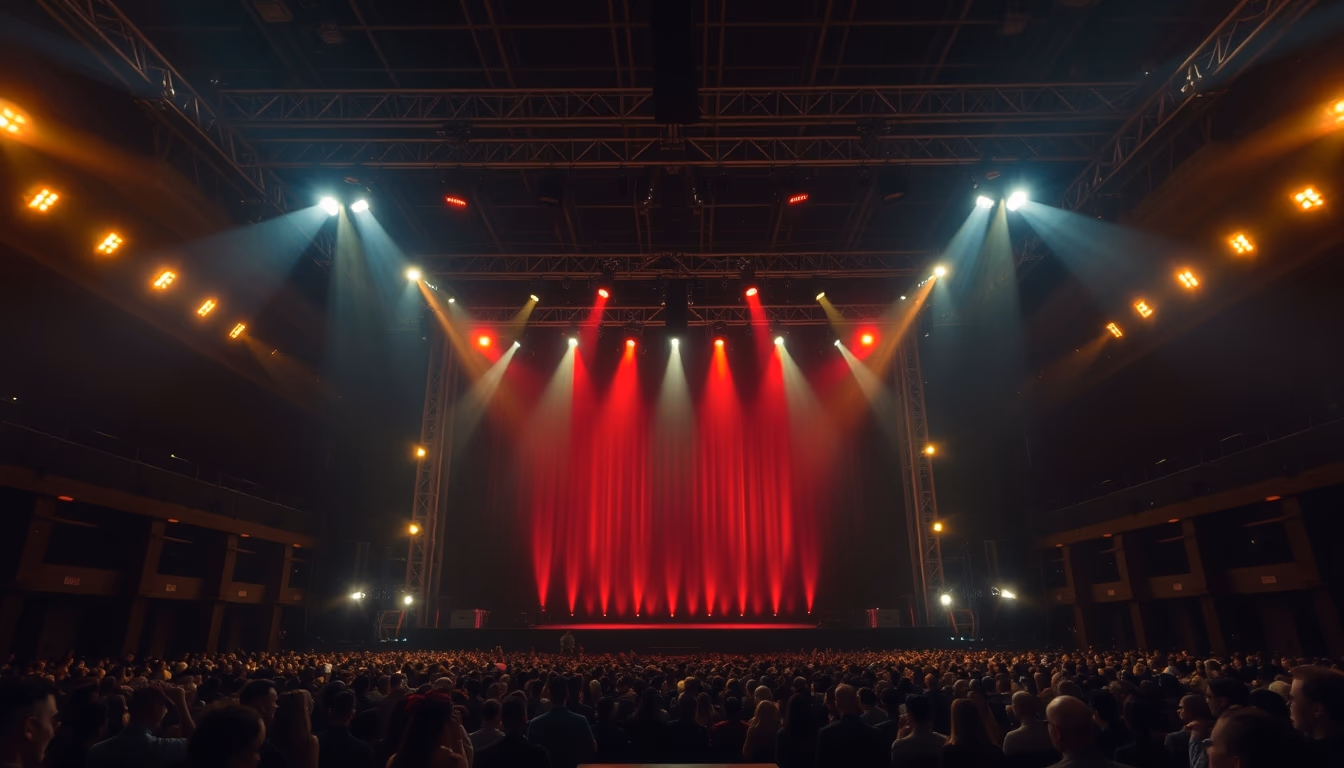 concert stage empty with lights in editorial style