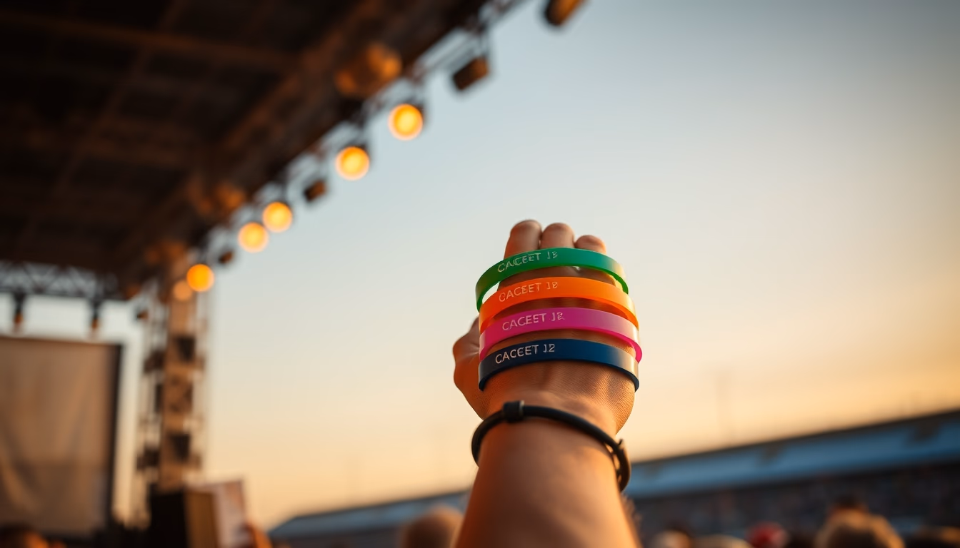 concert wristbands stack in editorial style