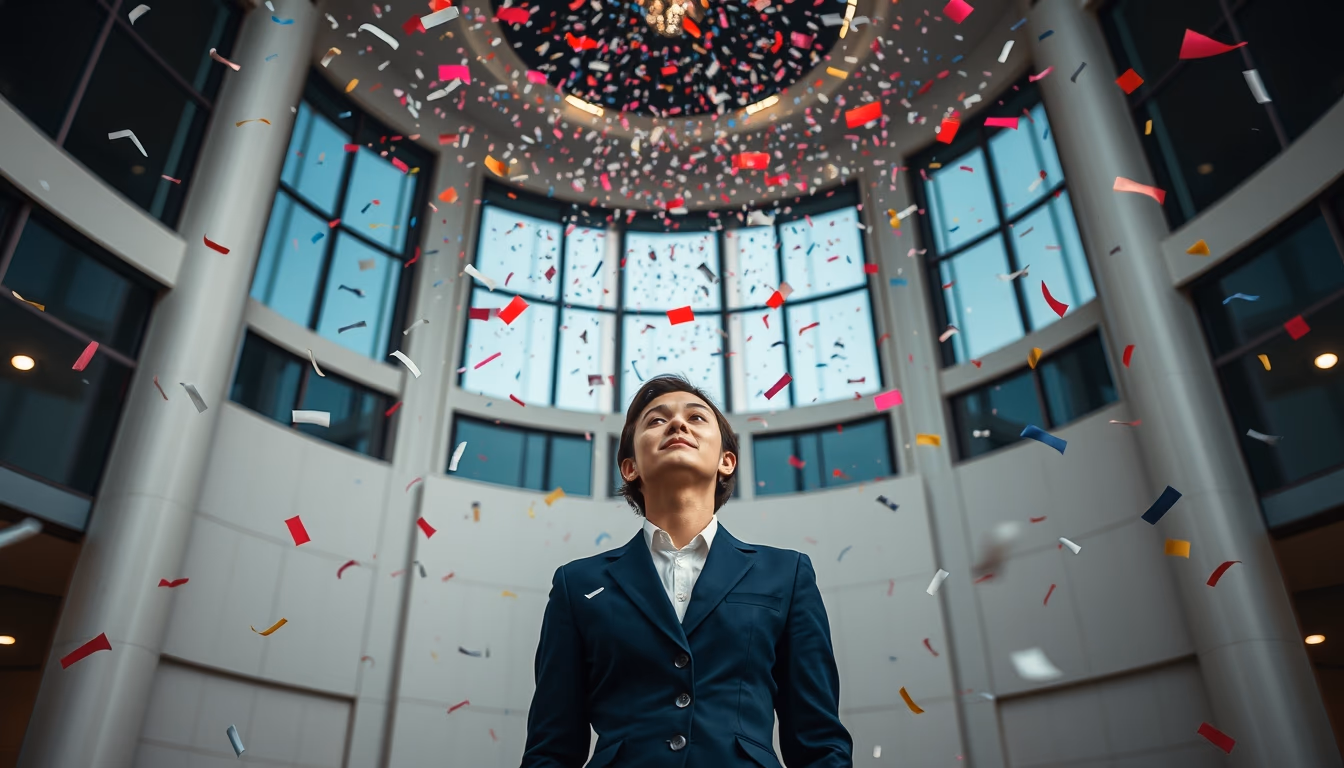 confetti falling in editorial style