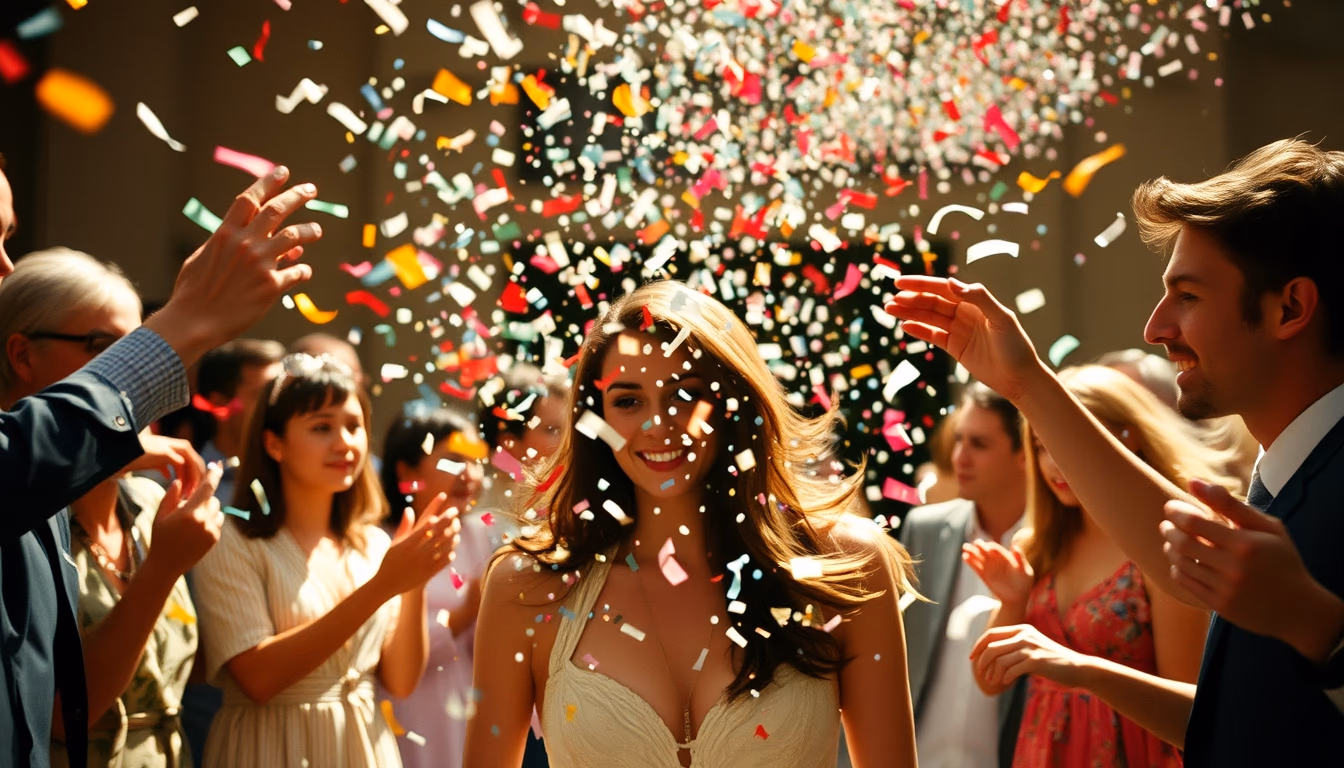 confetti falling in editorial style