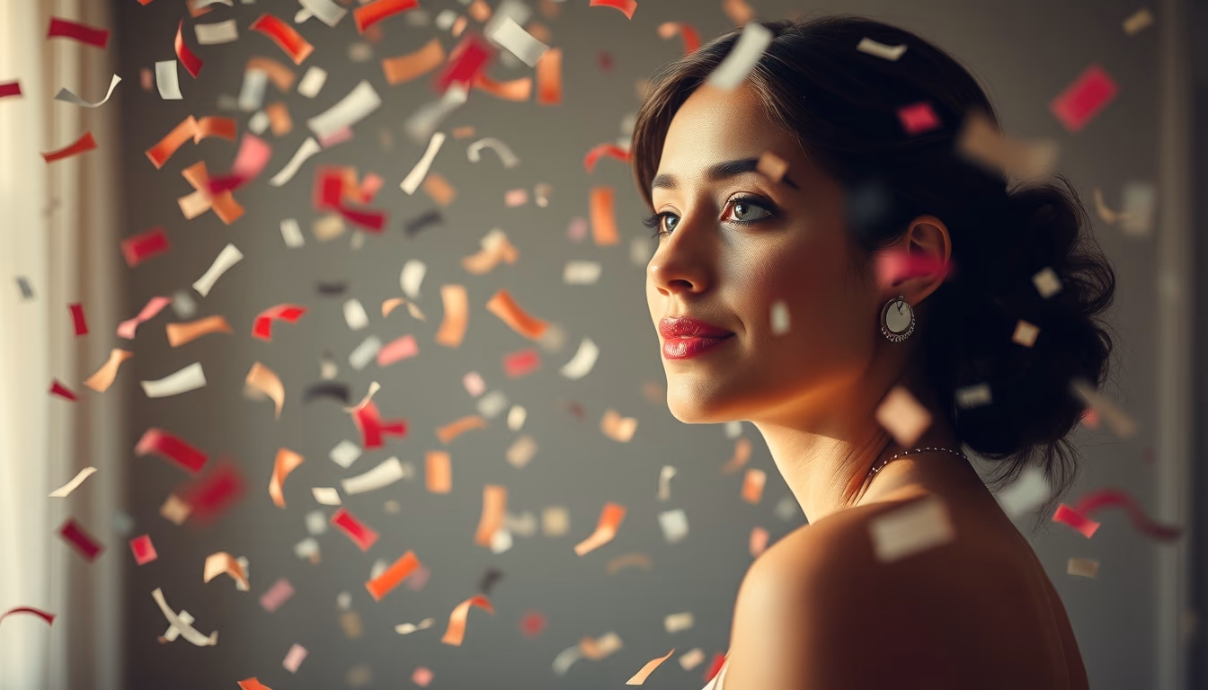 confetti falling in editorial style