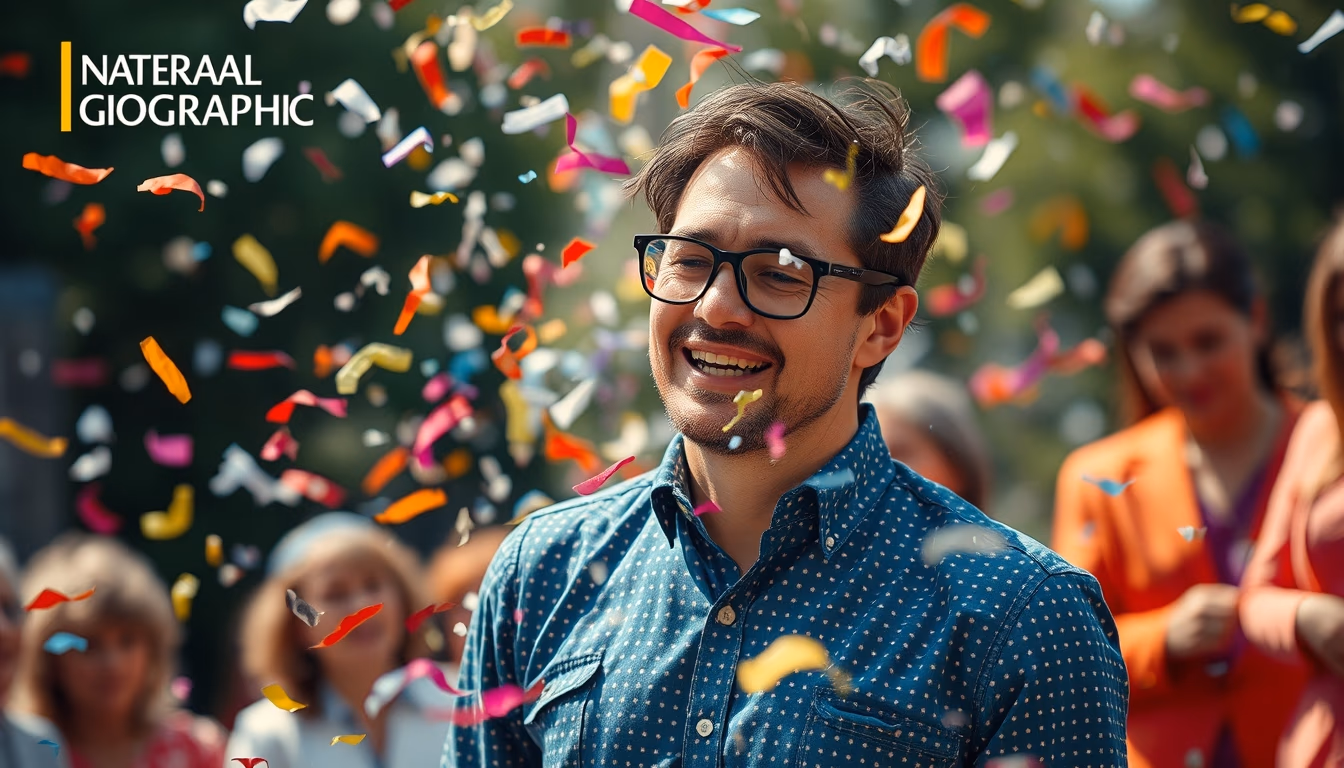 confetti falling in editorial style