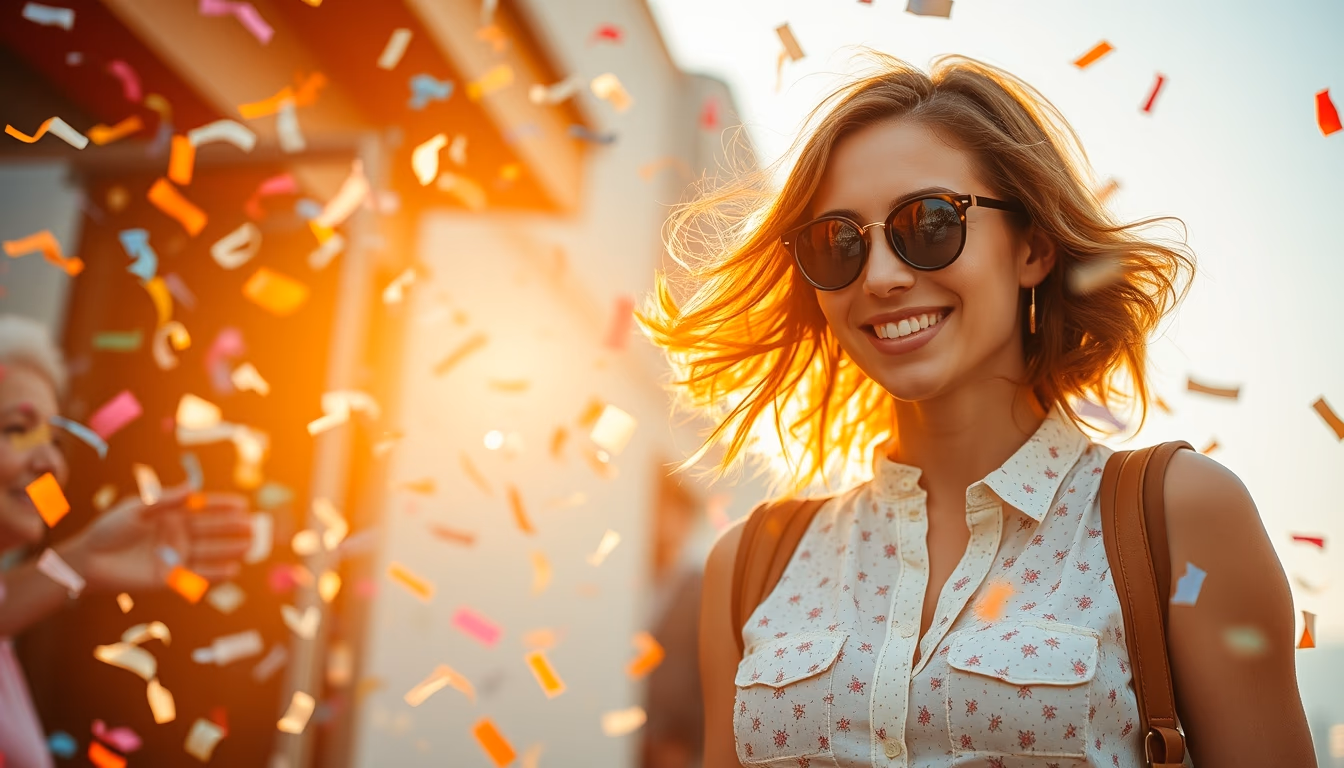 confetti falling in editorial style