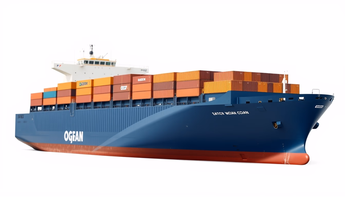 container ship cargo ocean in editorial style