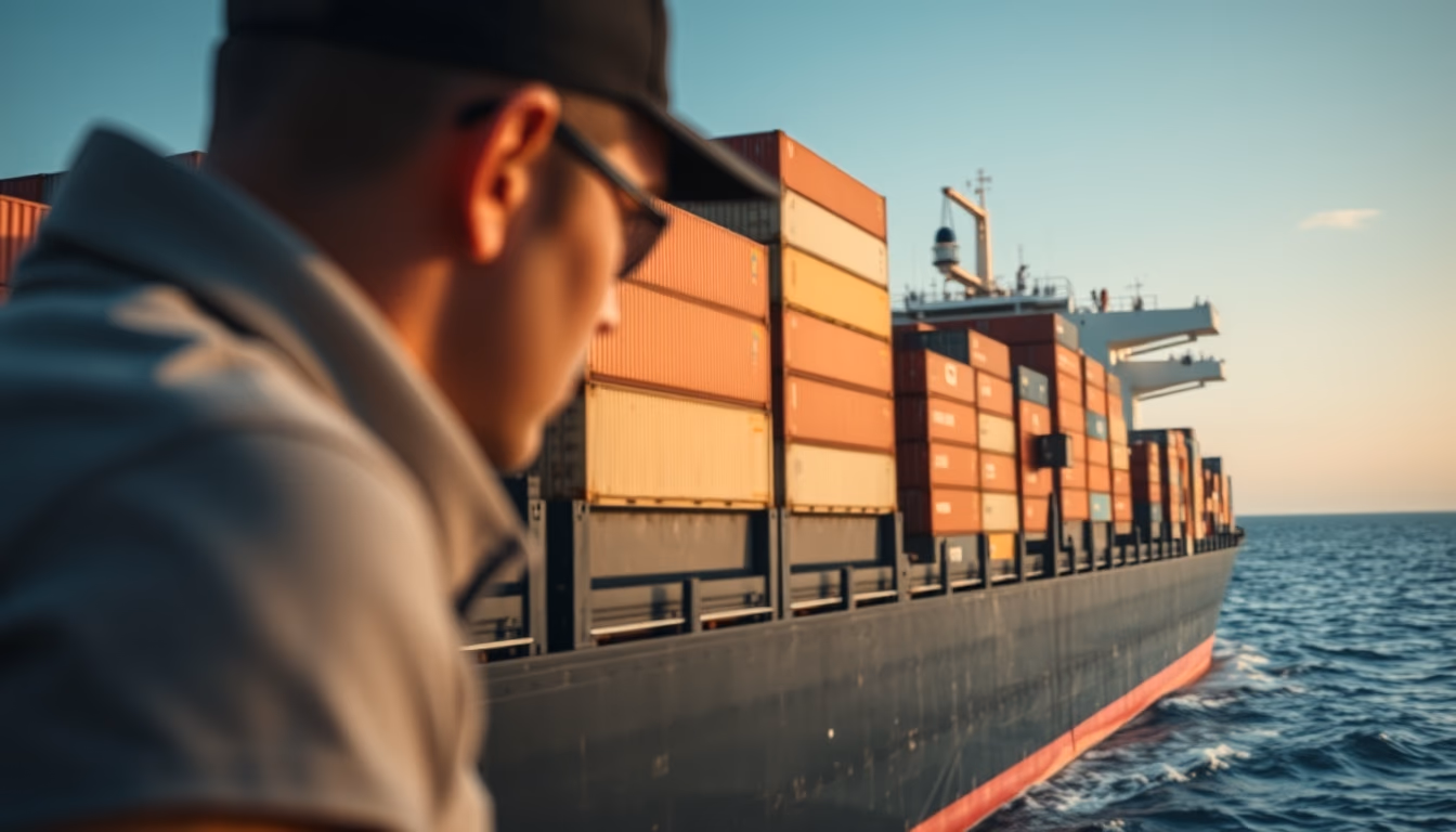 container ship cargo ocean in editorial style