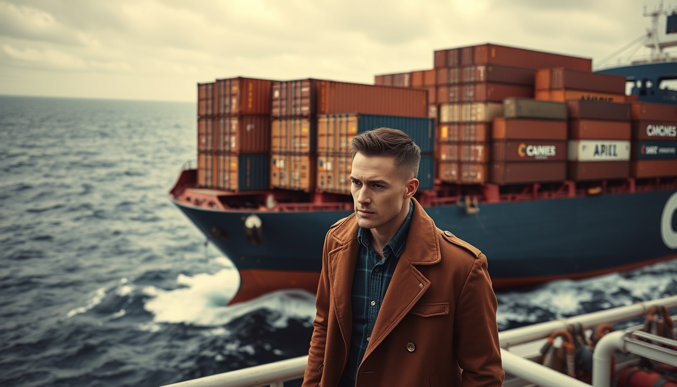 container ship cargo ocean in editorial style