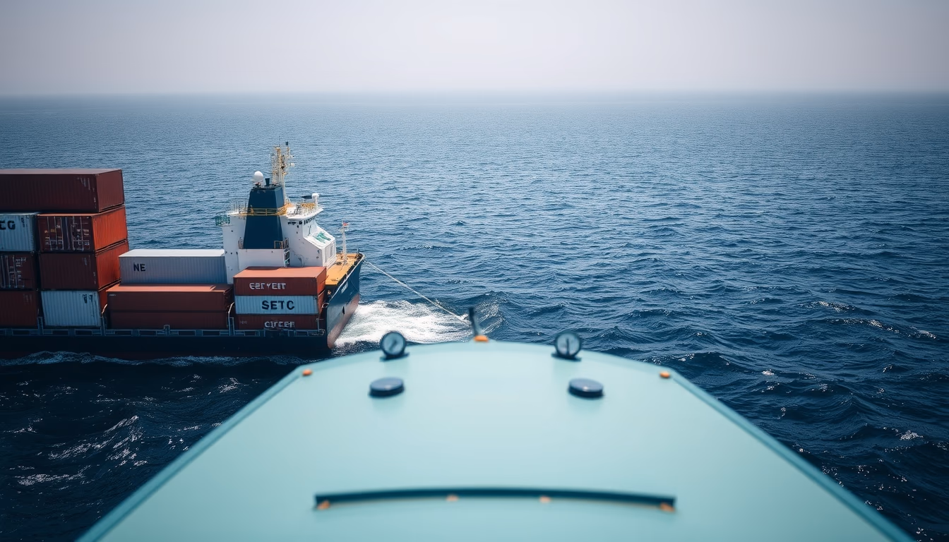 container ship cargo ocean in editorial style