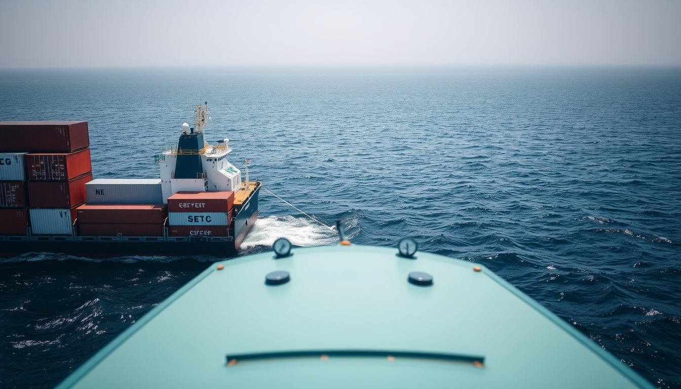 container ship cargo ocean in editorial style