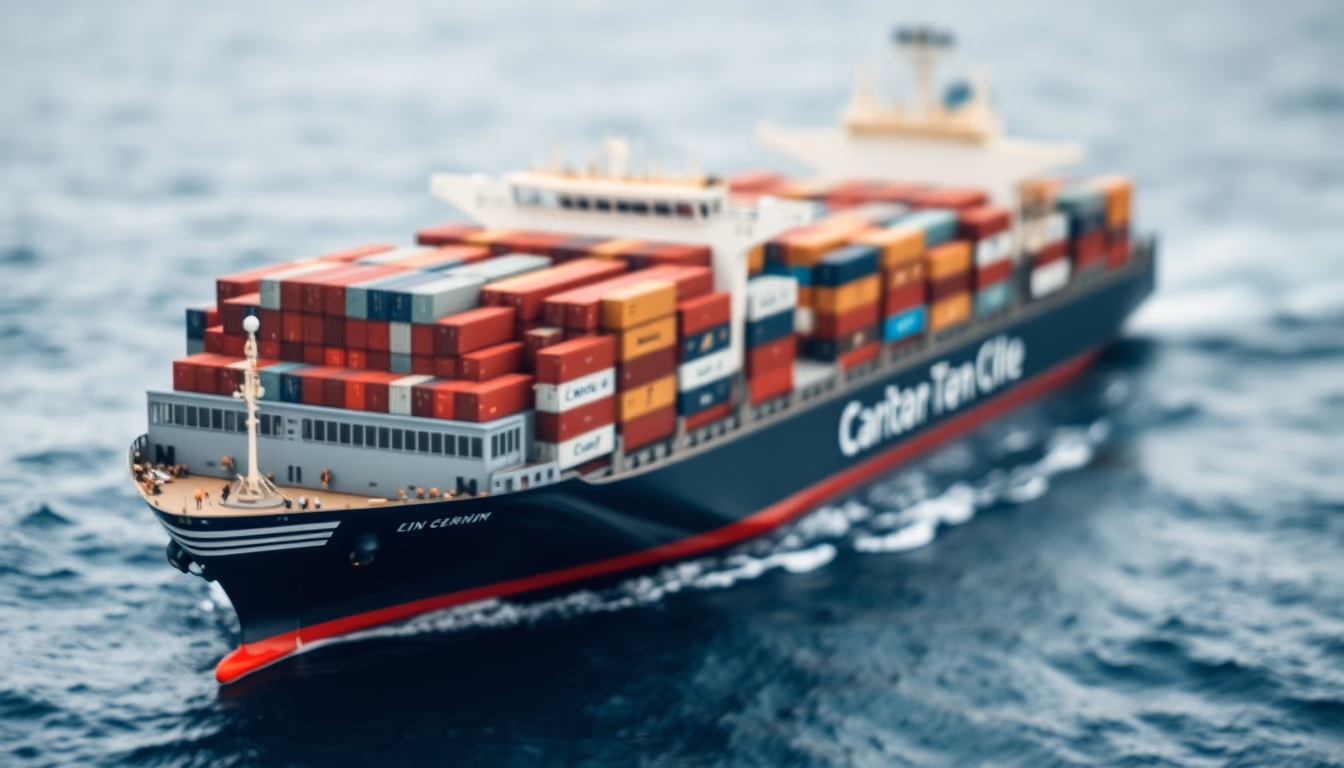 container ship cargo ocean in editorial style