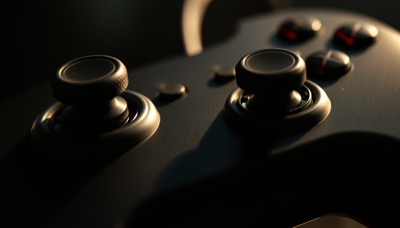 controller closeup macro in editorial style