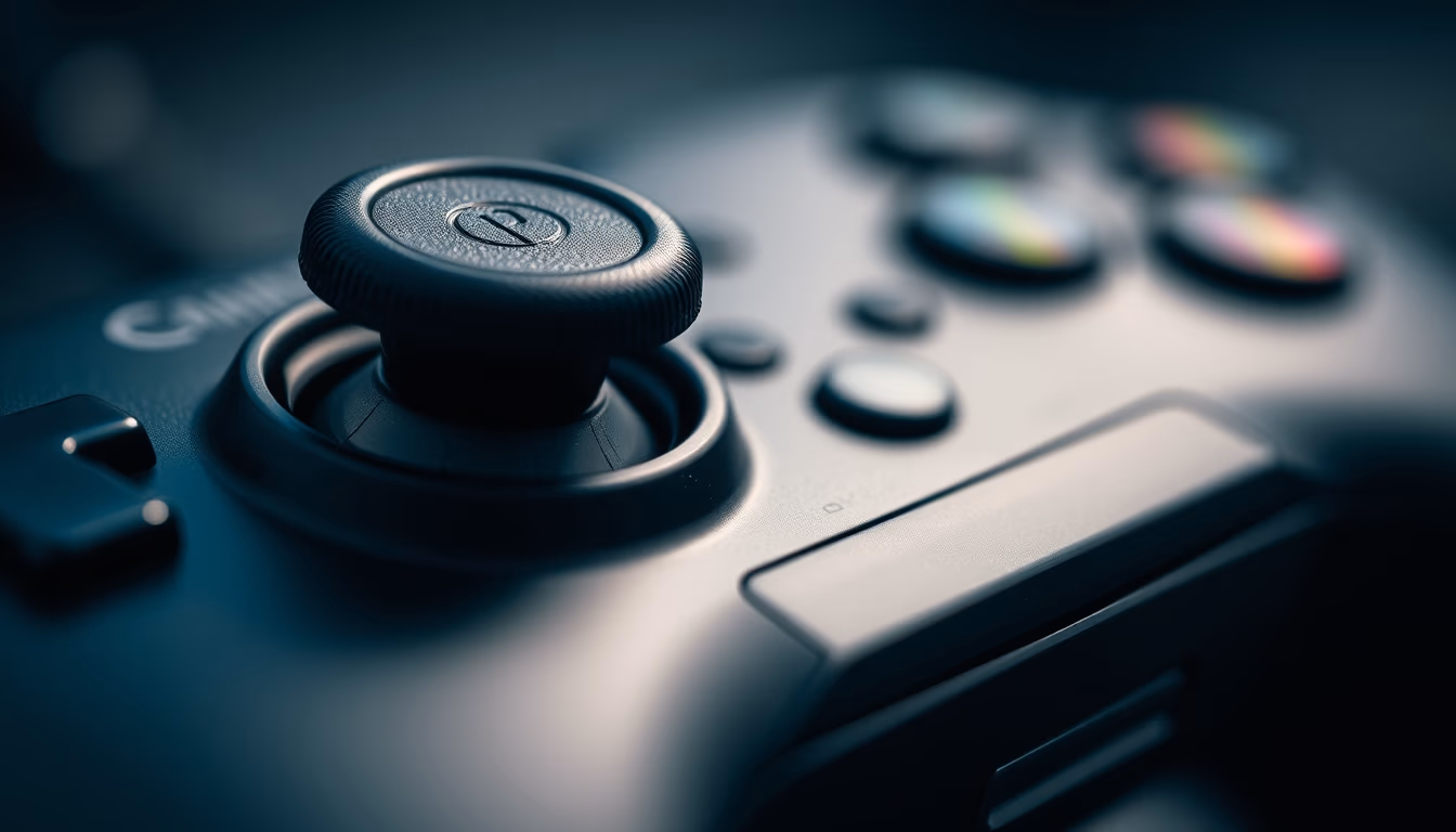 controller closeup macro in editorial style