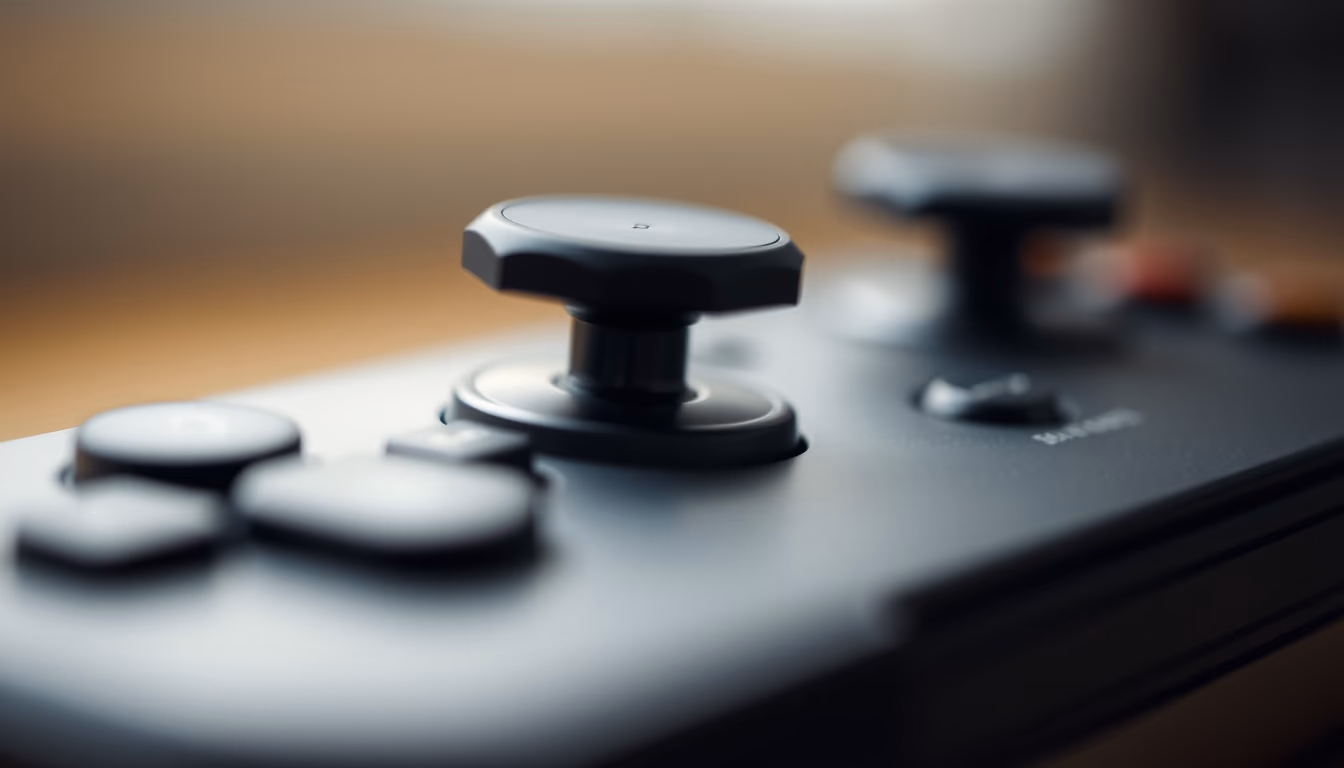 controller closeup macro in editorial style