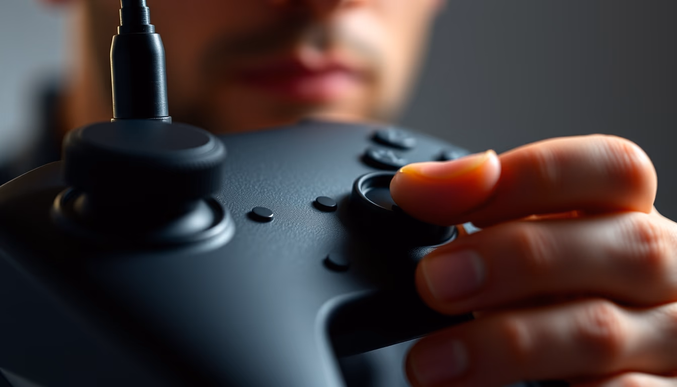 controller closeup macro in editorial style