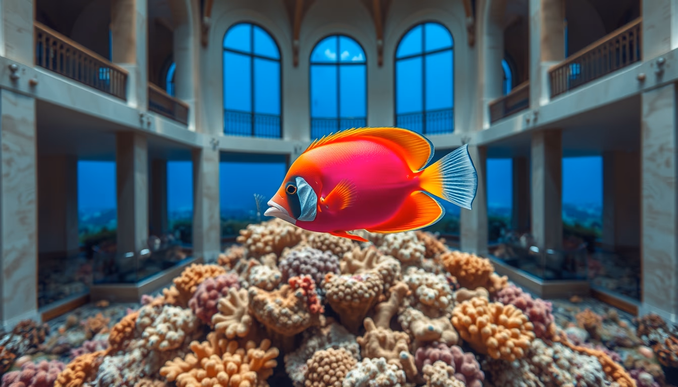 coral reef colorful fish in editorial style