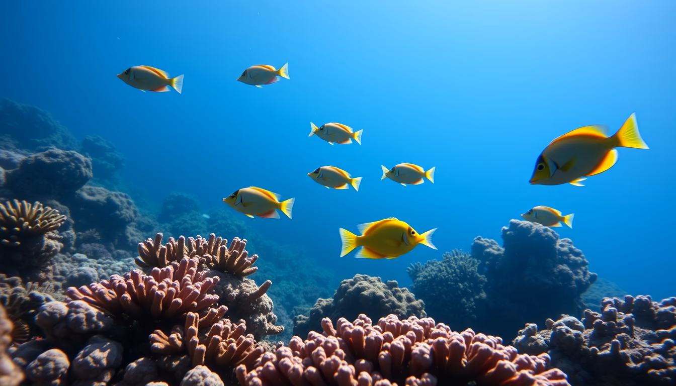 coral reef colorful fish in editorial style