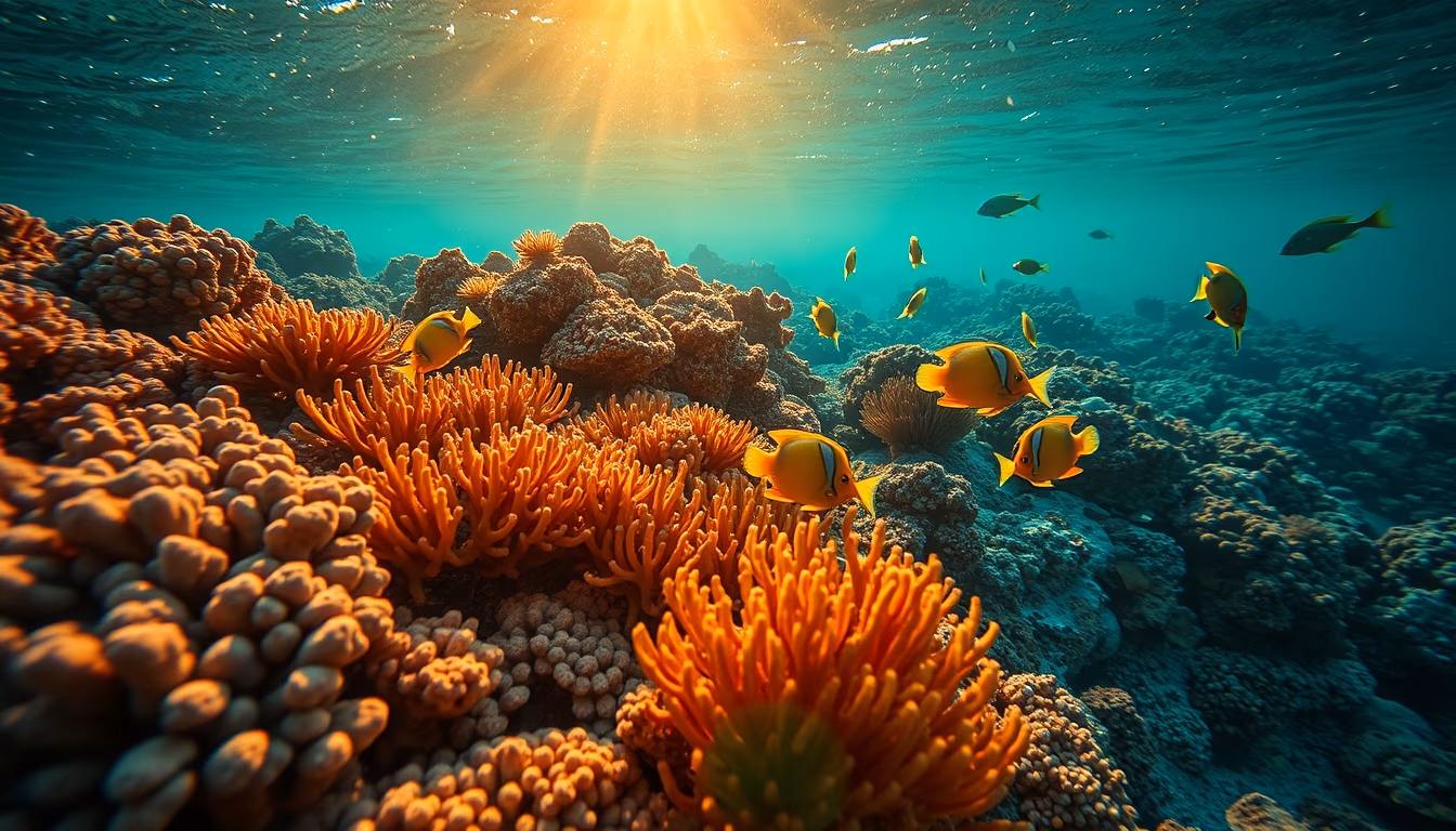 coral reef colorful fish in editorial style