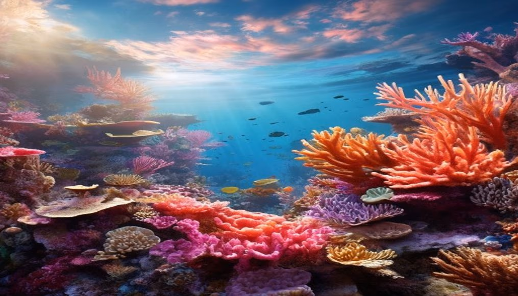 coral reef vibrant in editorial style