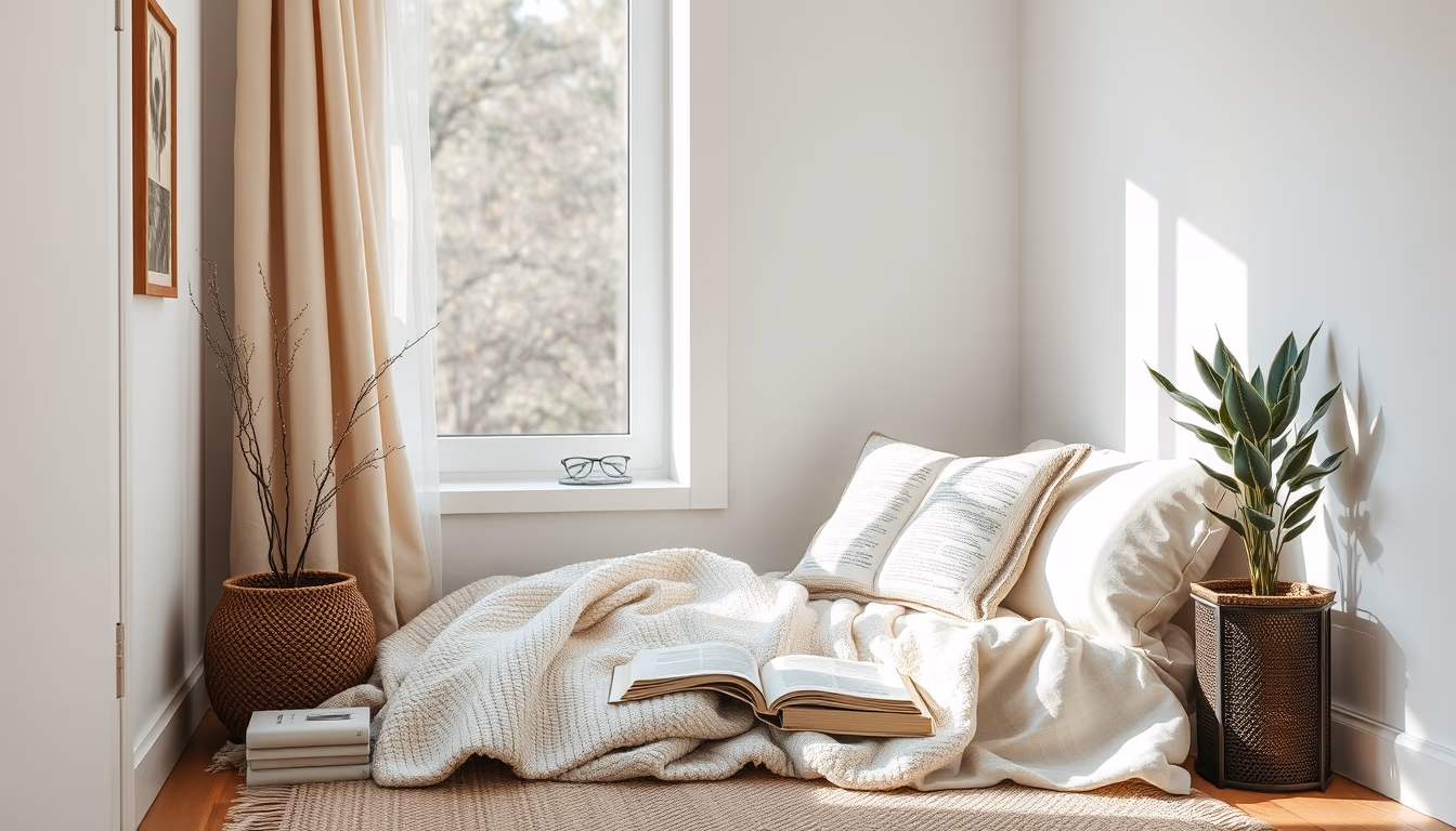 cozy reading nook in editorial style