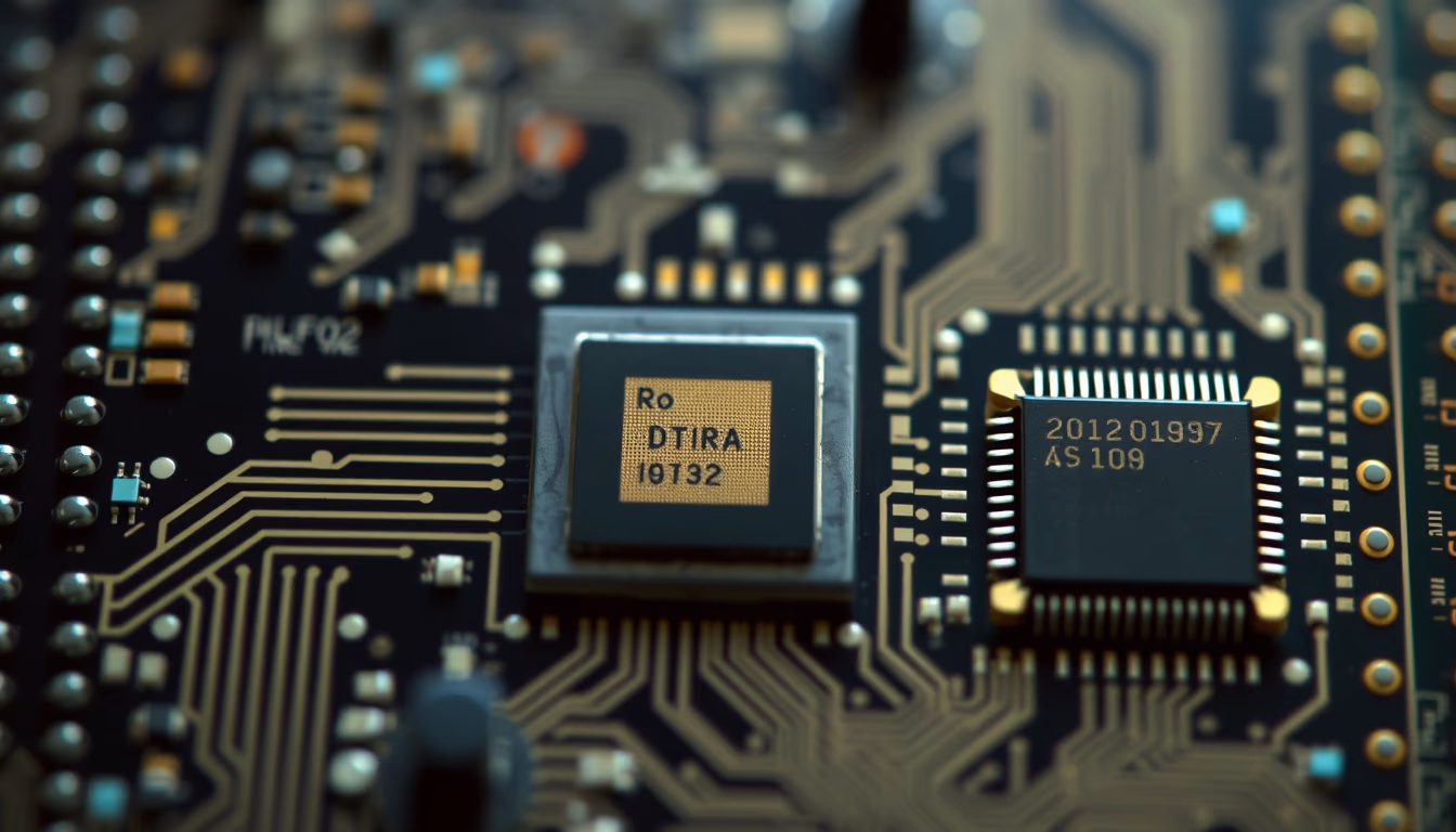 cpu chip pin grid in editorial style