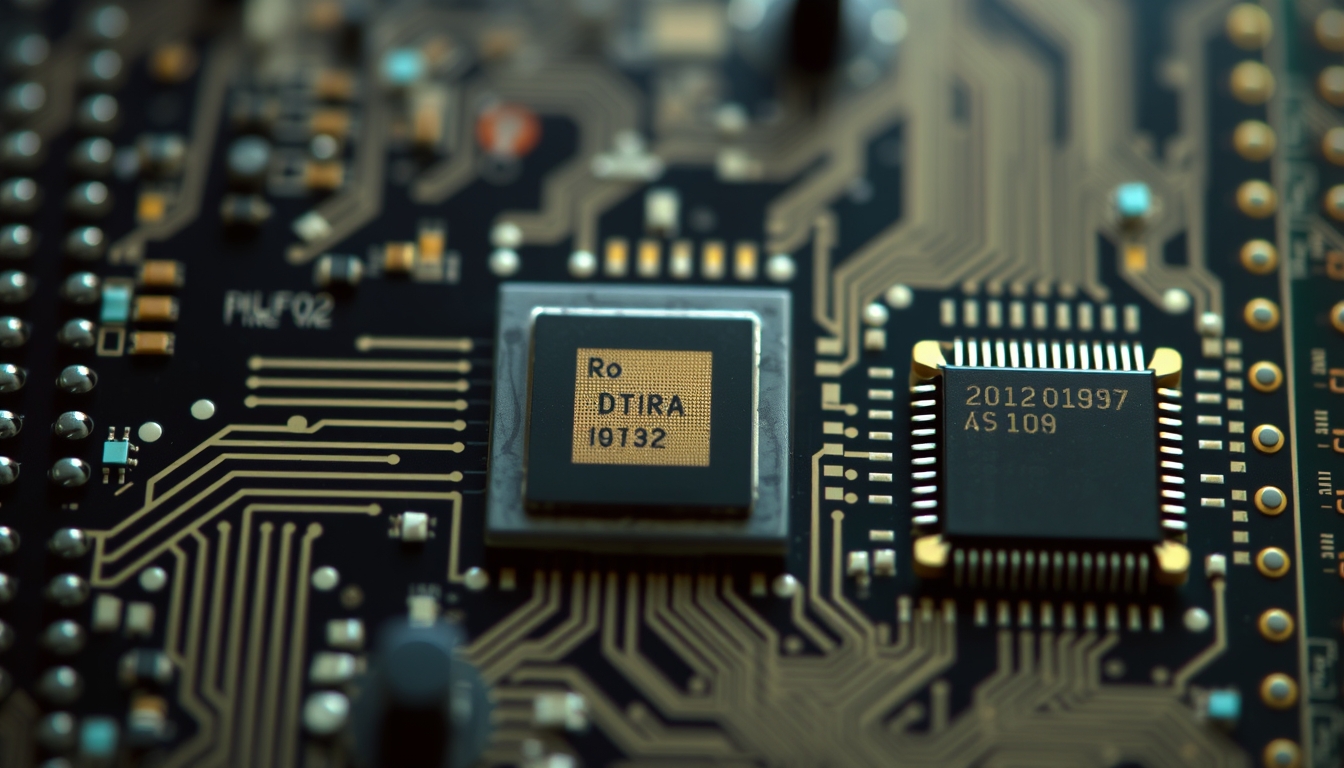 cpu chip pin grid in editorial style