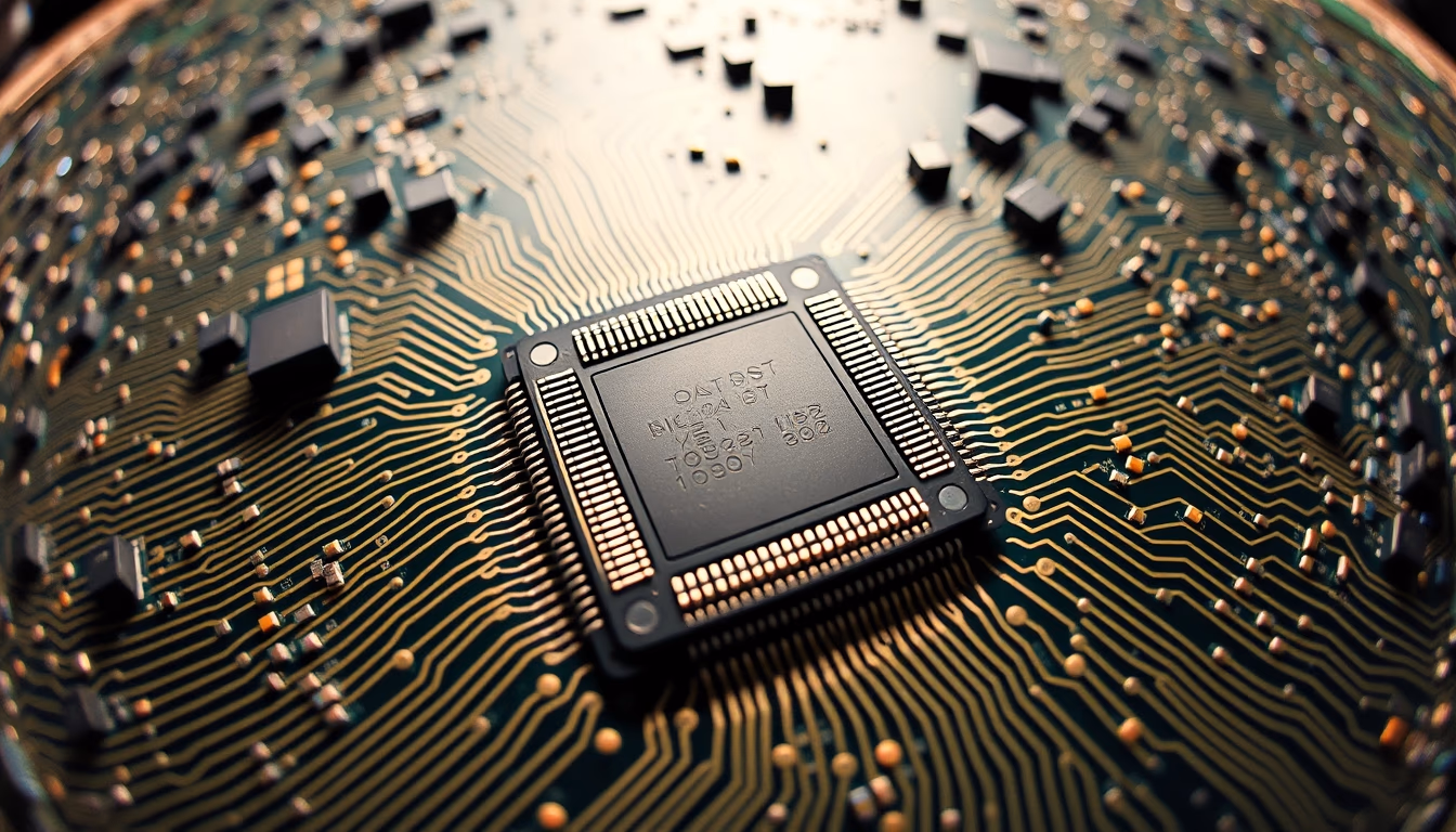 cpu chip pin grid in editorial style