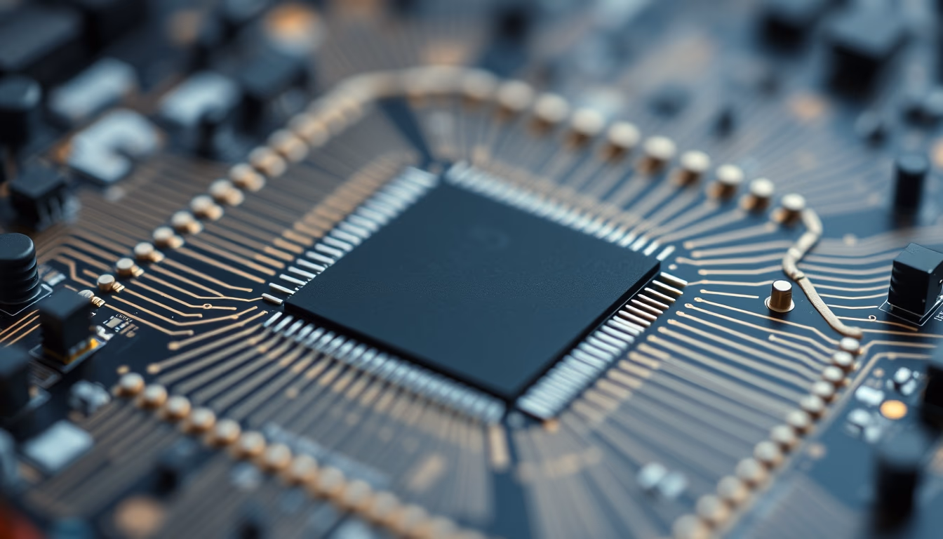 cpu chip pin grid in editorial style