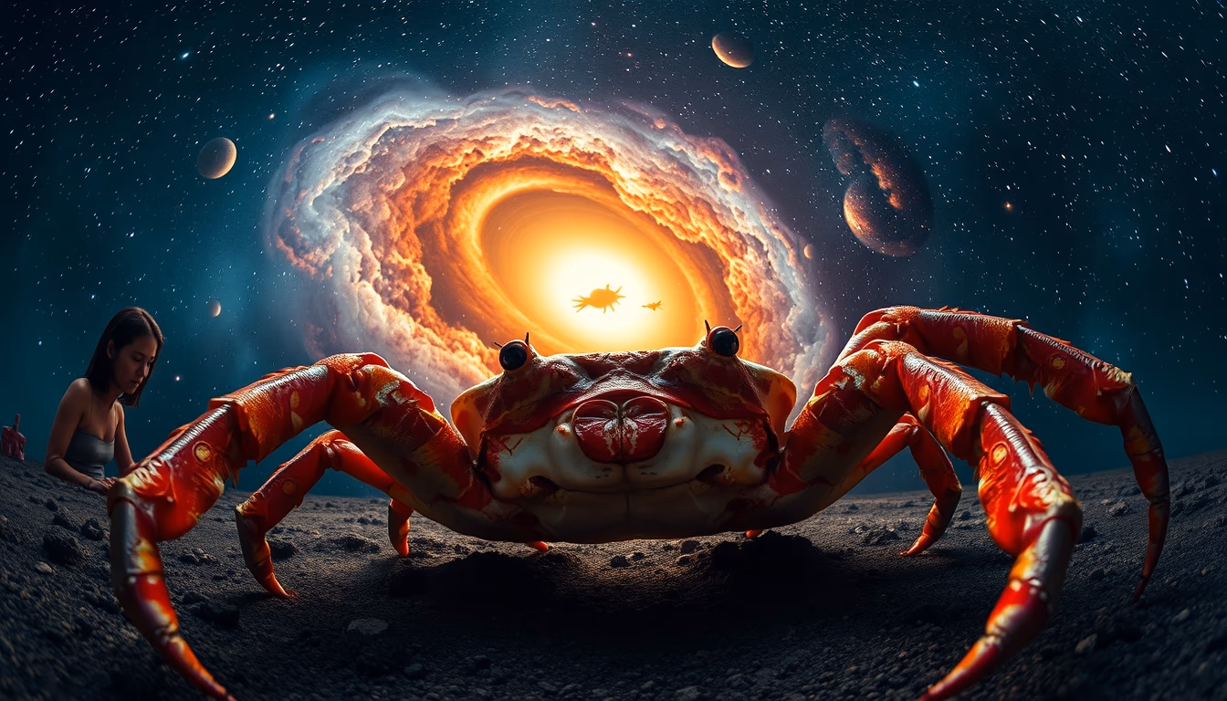 crab nebula supernova in editorial style