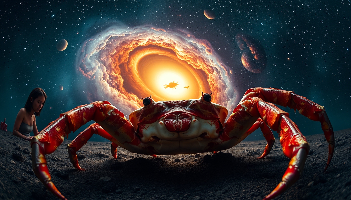 crab nebula supernova in editorial style