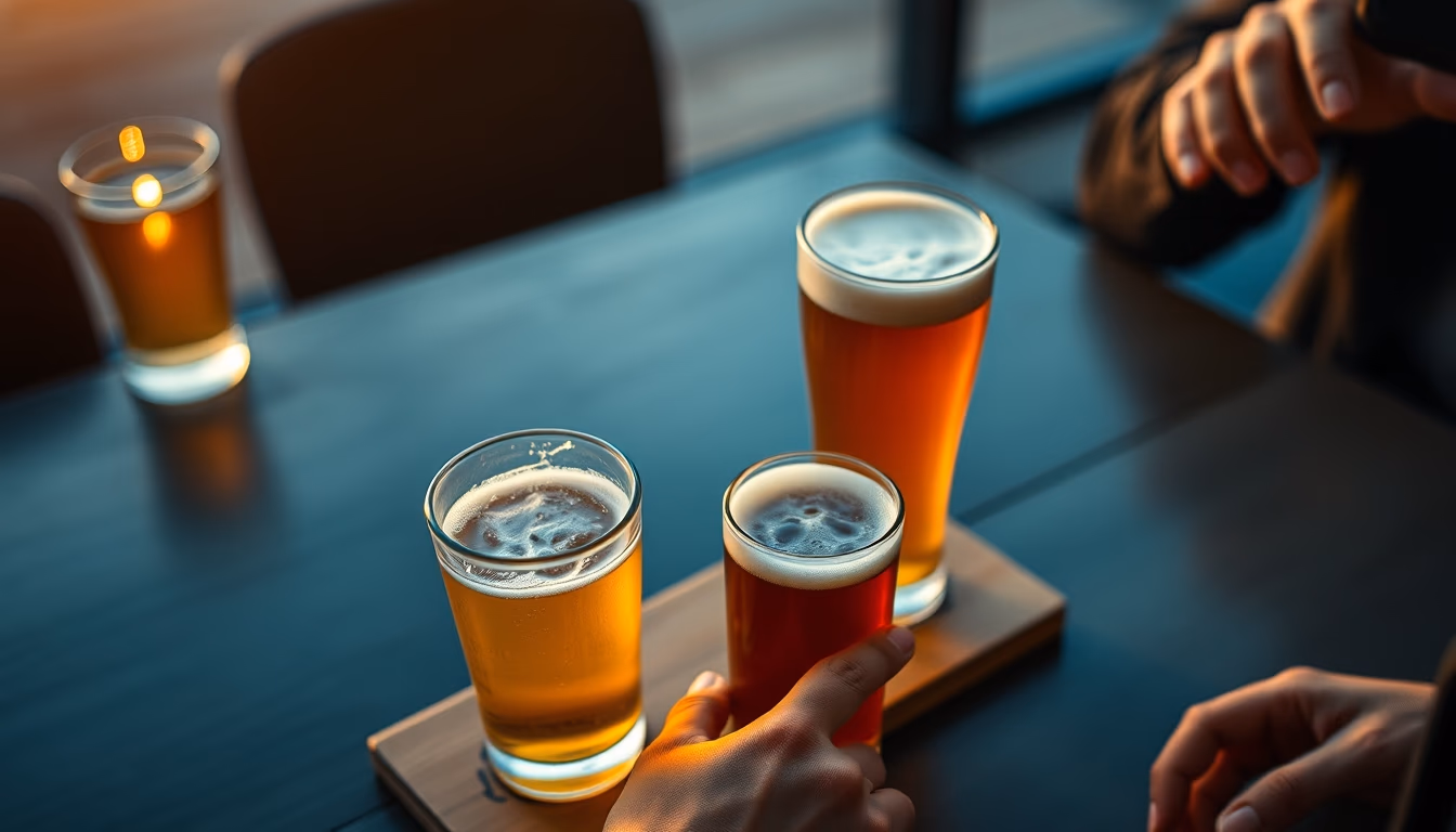 craft beer flight tasting in editorial style