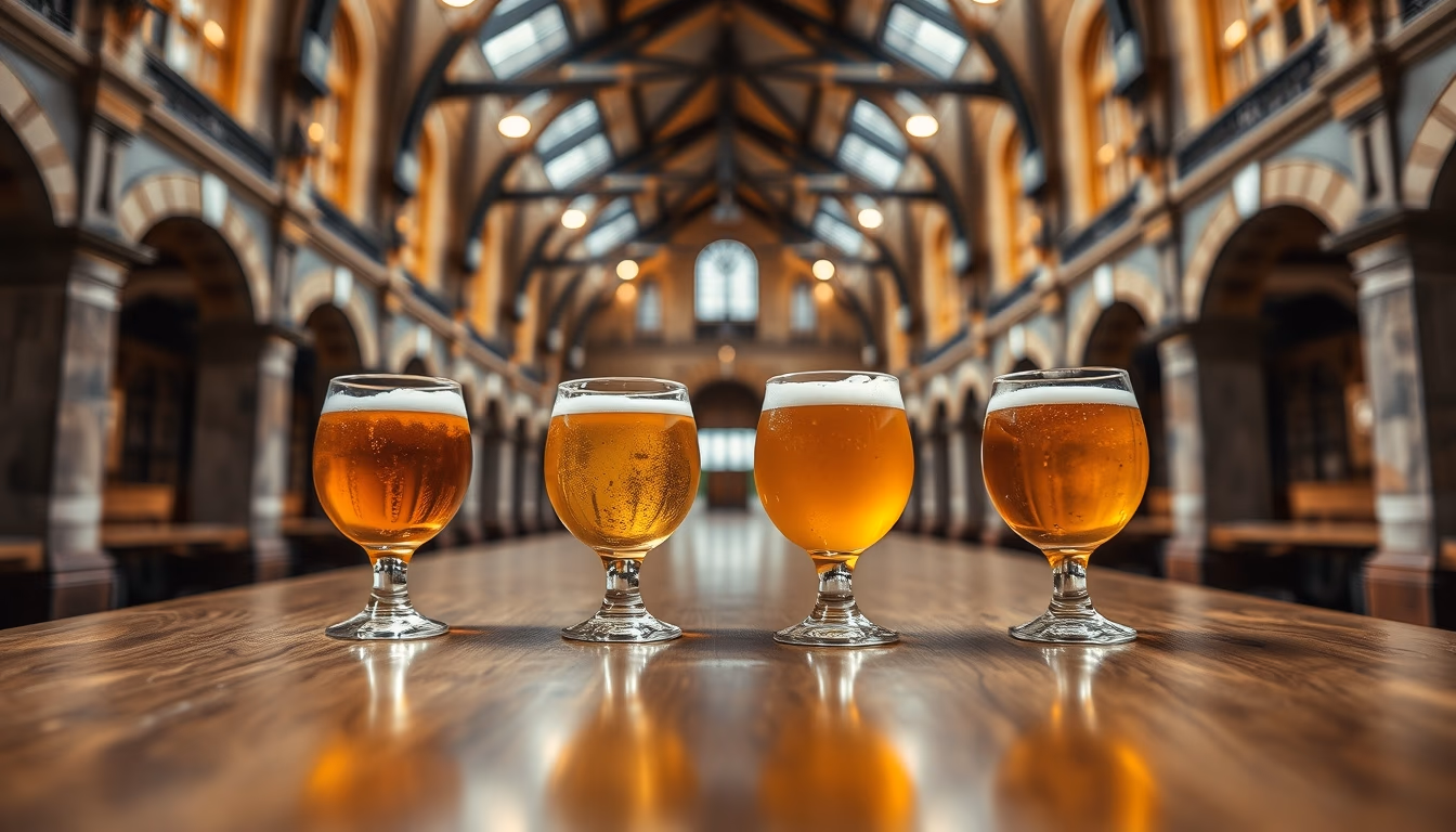 craft beer flight tasting in editorial style