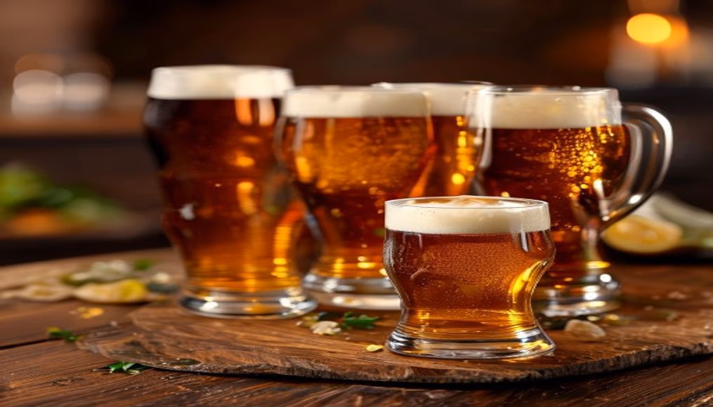 craft beer flight tasting in editorial style