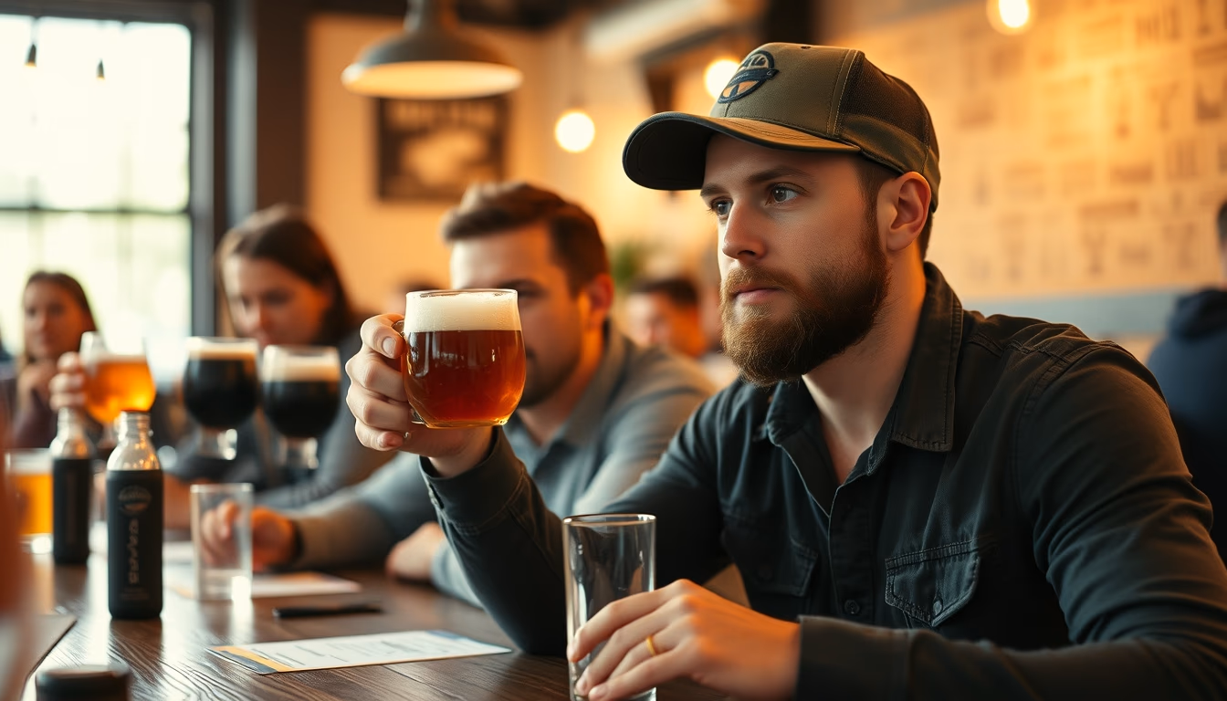 craft beer flight tasting in editorial style