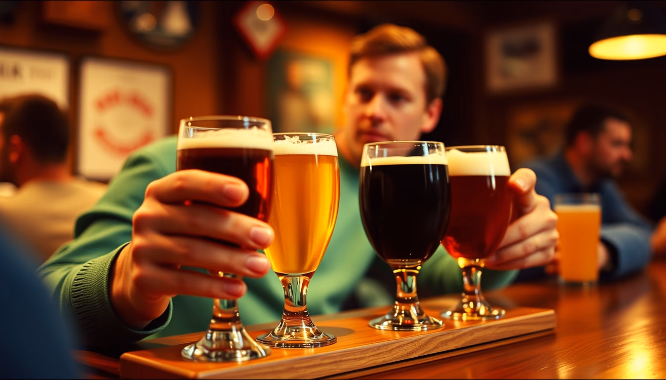 craft beer flight tasting in editorial style