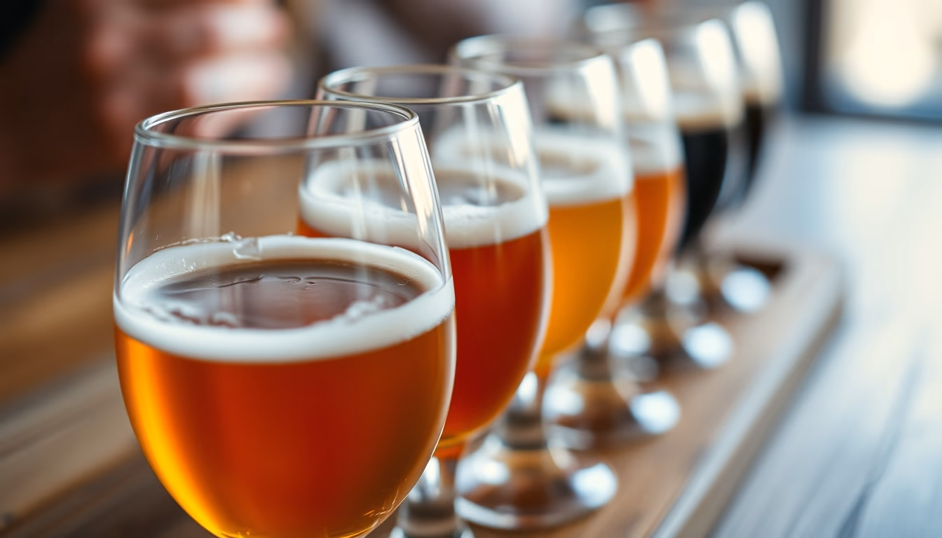 craft beer flight tasting in editorial style