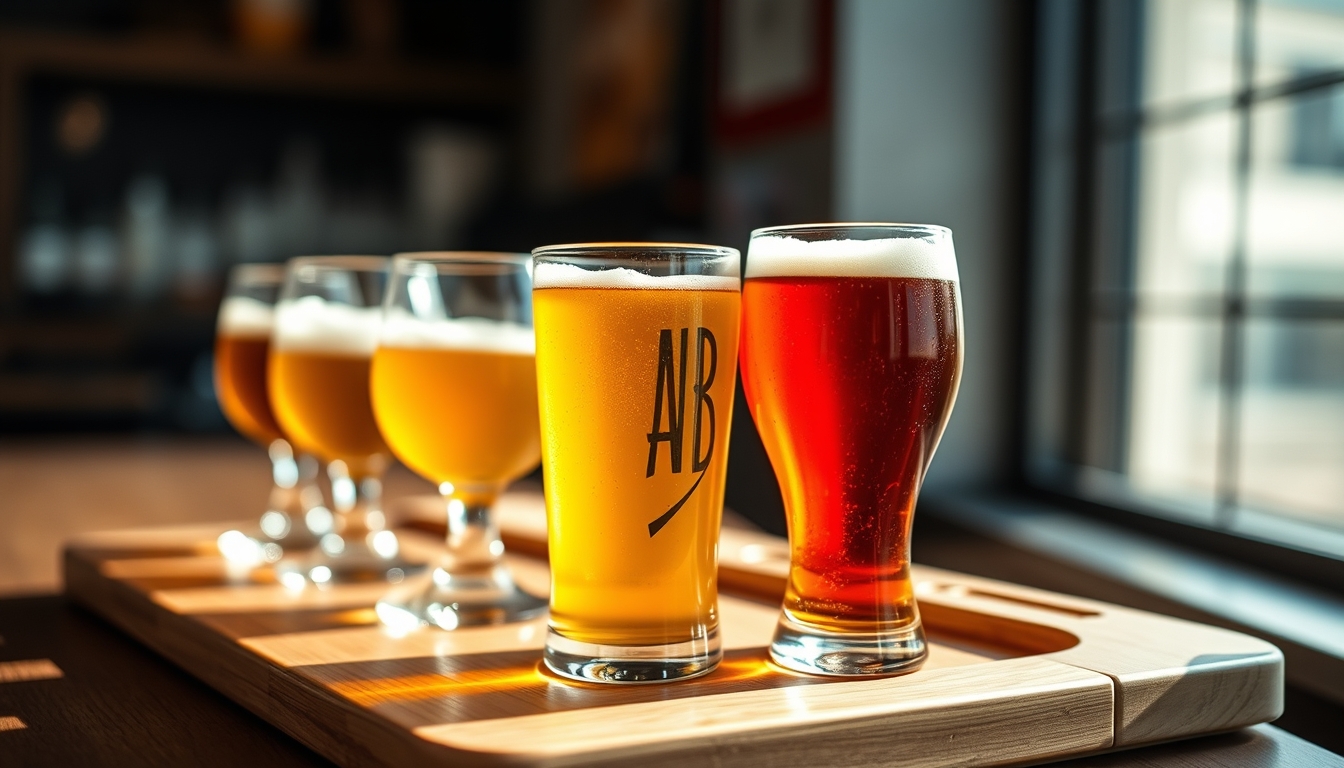 craft beer flight tasting in editorial style