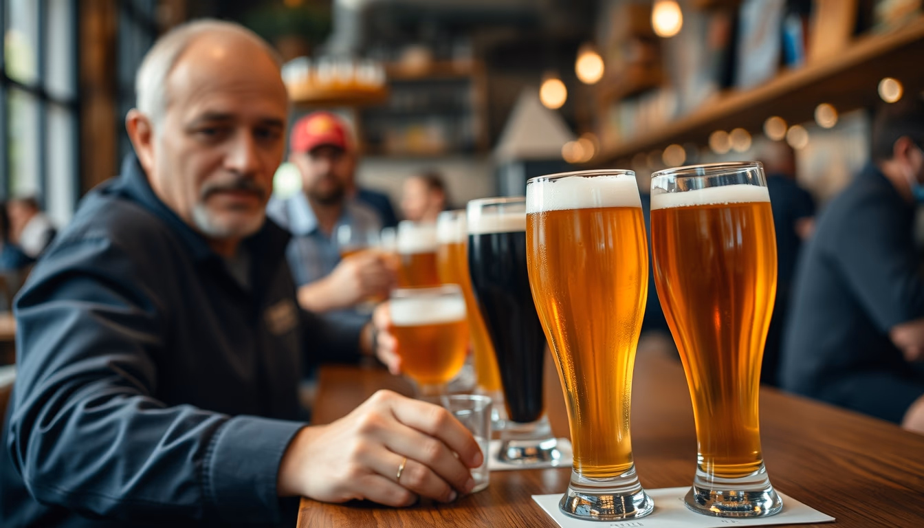 craft beer flight tasting in editorial style