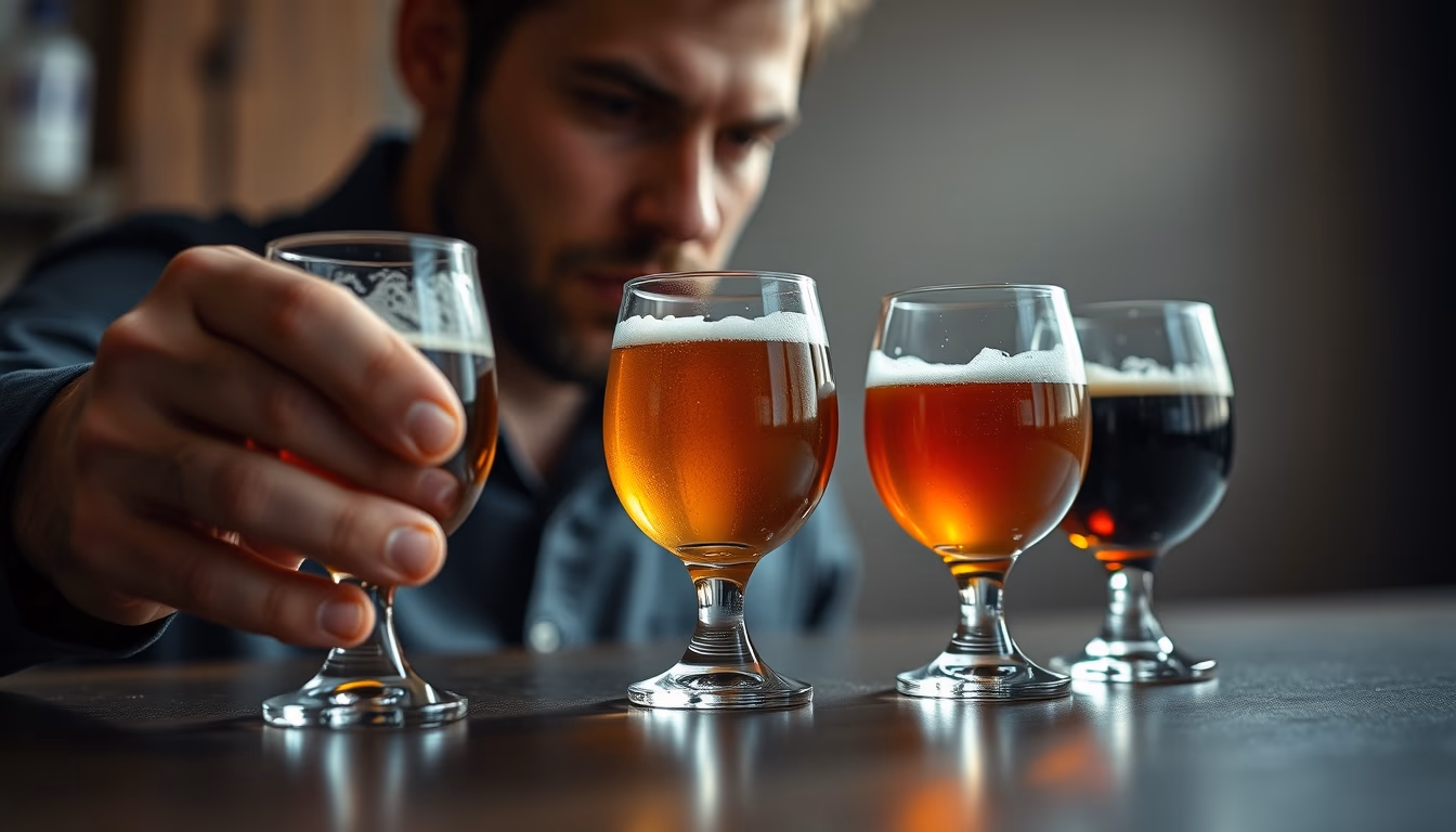 craft beer flight tasting in editorial style
