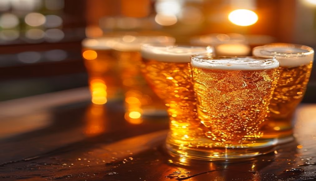 craft beer flight tasting in editorial style