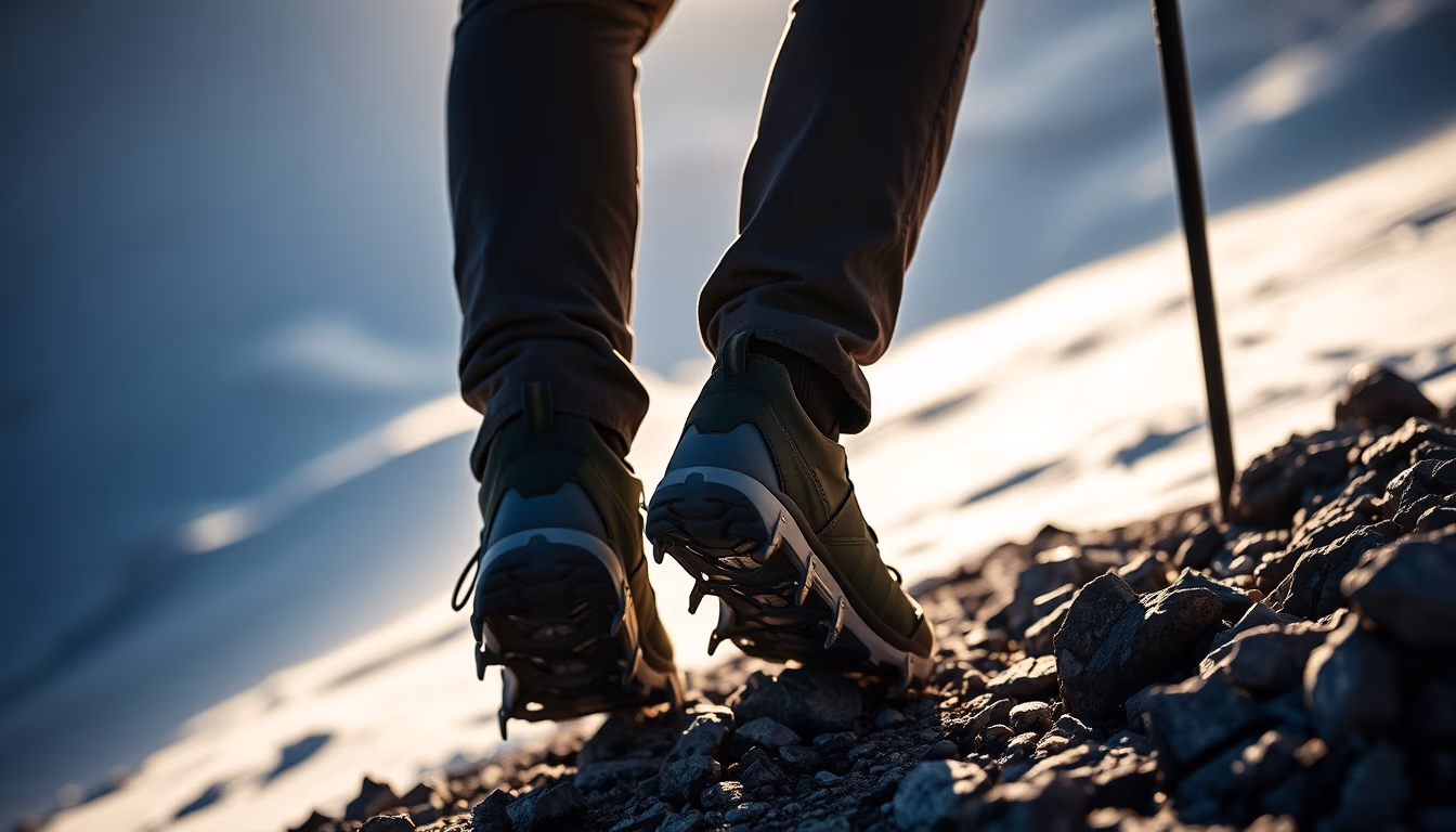 crampons mountaineering in editorial style