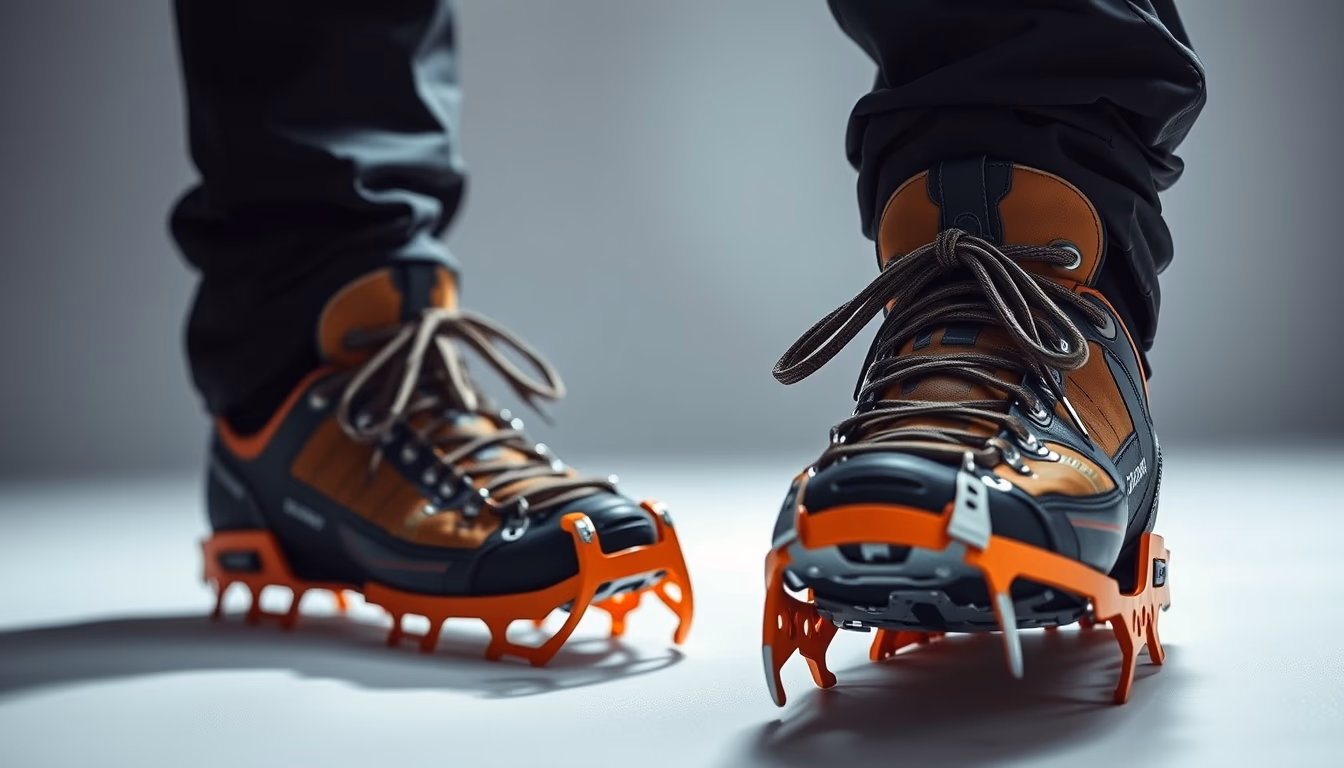 crampons mountaineering in editorial style